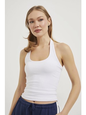 Tena Kadın Ekru Boyundan Geçmeli Modal Ribana Atlet