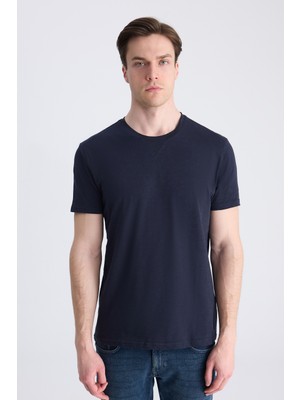 Twn Slim Fit Lacivert Düz %100 Pamuklu T-Shirt 4EC1447011072