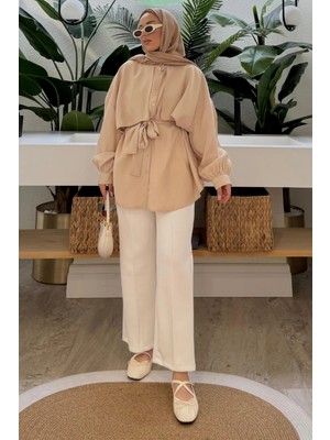 Tesettür Diyarı Desri Gömlek Standart Beden 38-42 Uyumlu - Bej