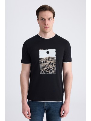 Twn Slim Fit Siyah Düz %100 Pamuklu T-Shirt 2EC143831113M