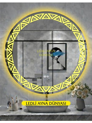 LEDLİ AYNA DÜNYASI 90 cm Beyaz Dekoratif Duvar Aynası | Banyo Kullanımı | LED