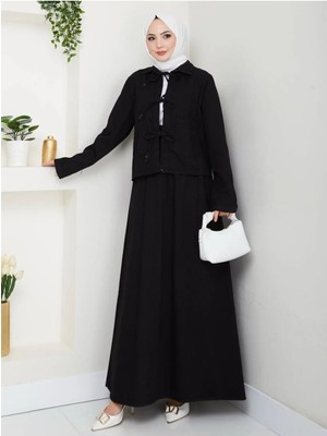 Thiff Gymwear Tesettür Kadın Fiyonklu Etekli Kot Takım