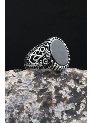 Prestige Siyah Oniks Taşlı 925 Ayar Gümüş Yüzük 902614