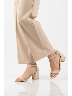 Ayakmod Bej Bantlı Hafif Kadın Topuklu Abiye 325144 Z