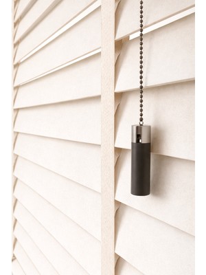 Kırık Beyaz 50MM %100 Gerçek Ahşap Jaluzi Perde Redüktörlü Zincir Mekanizmalı Ofis/ev Tüm Mekanlar