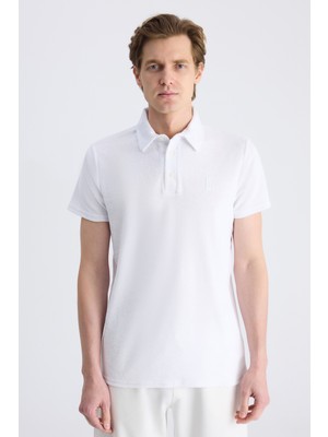 Twn Slim Fit Beyaz Düz Örgü Pamuklu T-Shirt