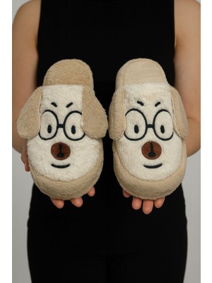 Romex Sevimli Köpek Figürlü Peluş Ev Terliği – Sıcak, Yumuşak ve Eğlenceli