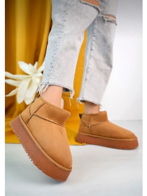 Redtan Kadın | Taba | Süet | Içi Kürklü | Kalın Taban | Kadın Bot