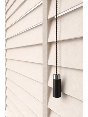 Ekru 50MM %100 Gerçek Ahşap Jaluzi Perde Redüktörlü Zincir Mekanizmalı Ofis/ev Tüm Mekanlar