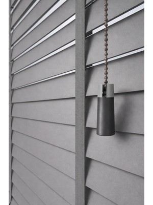 Koyu Gri 50MM %100 Gerçek Ahşap Jaluzi Perde Redüktörlü Zincir Mekanizmalı Ofis/ev Tüm Mekanlar