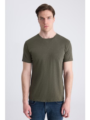 Twn Slim Fit Haki Düz %100 Pamuklu T-Shirt 4EC1447011072