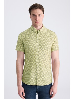 Twn Slim Fit Bej Baskılı Easy Iron Gömlek 4EC02AD042802