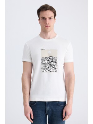 Twn Slim Fit Ekru Düz %100 Pamuklu T-Shirt 2EC143831113M