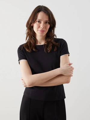 Lc Waikiki Yeni Sezon Bisiklet Yaka Modal Karışımlı Kadın Tişört