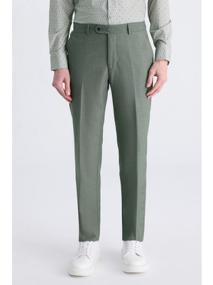 D'S Damat Ds Damat Slim Fit Yeşil Armürlü Kumaş Pantolon 2HF03KV303200