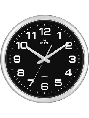Eastar A966B Metalize Kaplamalı 3D Kabartma Rakamlı Duvar Saati (36 Cm)