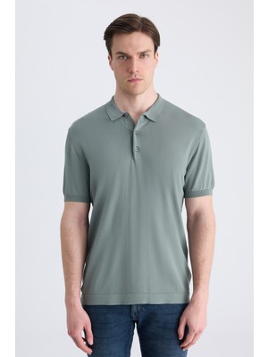 D'S Damat Ds Damat Slim Fit Koyu Yosun Düz Örgü Yazlık Rayon Triko T-Shirt 4HF069421001M