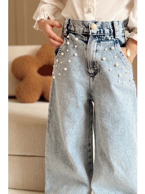 Incili Kot Pantolon Mavi