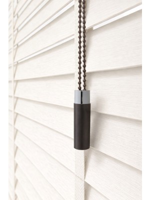 Beyaz 50MM %100 Gerçek Ahşap Jaluzi Perde Redüktörlü Zincir Mekanizmalı Ofis/ev Tüm Mekanlar