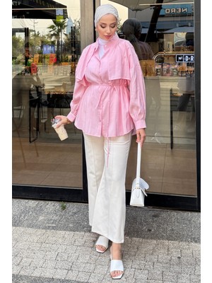Tesettür Diyarı Desri Gömlek Standart Beden 38-42 Uyumlu - Pembe