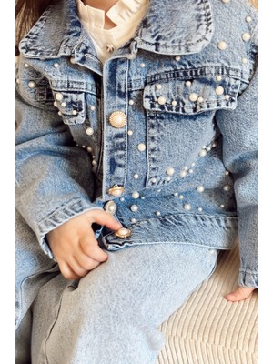 Incili Kot Ceket Mavi