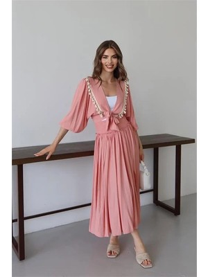 Dip Moda Kadın Yırtmaçlı Etekli Bohem Takım DPNP015