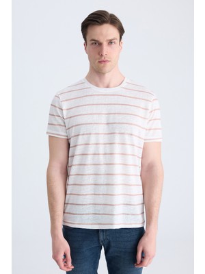 D'S Damat Ds Damat Regular Fit Bej Baskılı T-Shirt 4HC1438310322