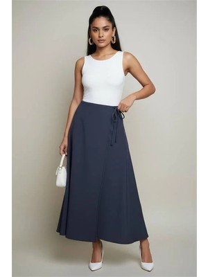 Dip Moda Kadın bağlamalı asimetrik scuba etek NMS075