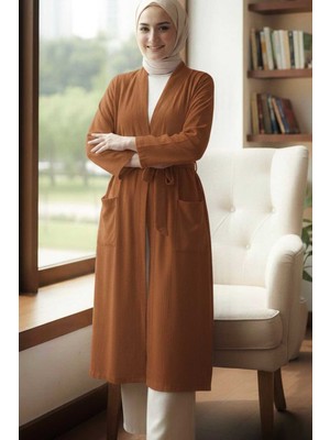 Tesettür Diyarı Mira Tesettür Uzun Kap-Kahverengi