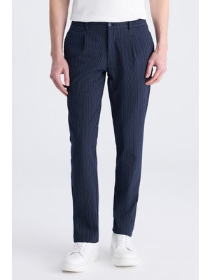 Twn Slim Fit Lacivert Çizgili Pamuklu Jogger Pantolon 4EC0305013442