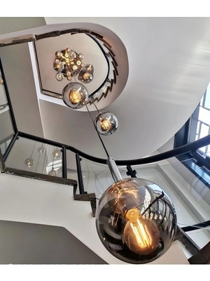 Kafkas 1000LİK Tepsi 30 Camlı Krom Kol Süslemeli Galeri Boşluğu Sarkıt Avize