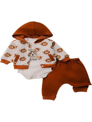 Gültekin Bebe Mini Pakel  Kapitone Kumaş Erkek 3 Lü Takım 3-12 Aylık -1366274 - Kahverengi