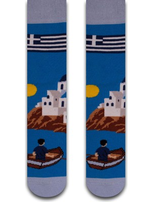 Neşeli Çoraplar Yunanistan Renkli Unisex Çorap