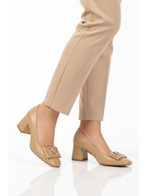Ayakmod Bej Topuklu Kadın Abiye Ayakkabı 357209 Z
