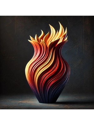 Modern 3D Baskı Dekoratif Vazo – Alev Formlu Lüks Tasarım Salon Ofis Aksesuarı – Pla Malzeme