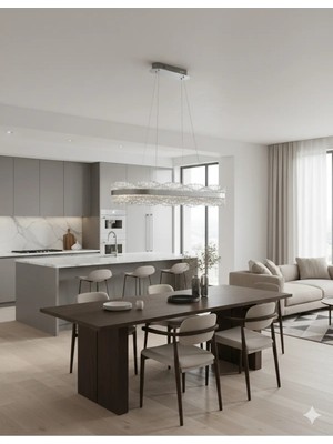 Light House Kristal Taşlı Yemek Masası Modern Sarkıt Avize