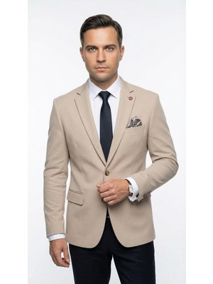 Plus Scorpion Erkek Slim Fit Ceket – Likralı Fitilli Kumaş, Çift Düğmeli Tek Yırtmaçlı Modern Tasarım