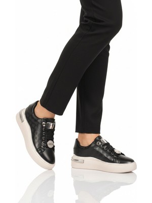 Ayakmod Siyah Bağcıklı Taş Işlemeli Hafif Kadın Sneaker 431156 Z