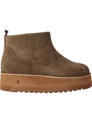 Hobby Kadın Hakiki Süet Deri Yüksek Dolgu Tabanlı Içi Kürklü Bot