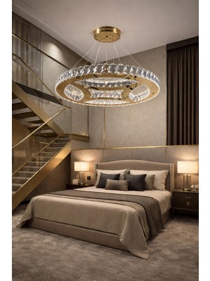 60LIK Kafkas Aurora Gold Modern Kristal Avize