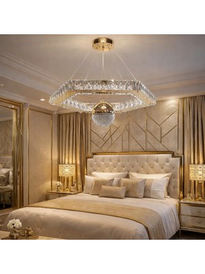 Kafkas 40LIK Altıgen Gold Toplu Kristal Avize