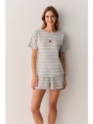 Suwen Heart Tişört Şort Pijama Takımı