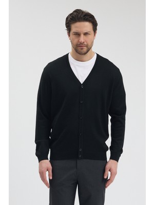 Hateko %50 Yün Erkek Düğmeli Triko Hırka