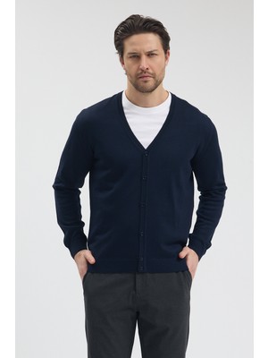 Hateko %50 Yün Erkek Düğmeli Triko Hırka