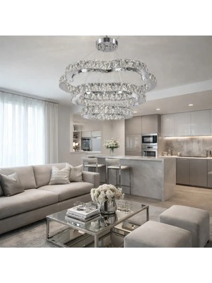 Kafkas 60X45X35 Diamond Royale Papatya Gümüş Kristal Avize