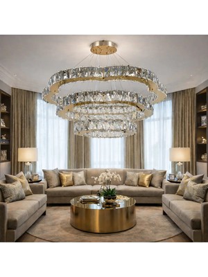 60X45X35 Kafkas Diamond Royale Gold Modern Kristal Avize