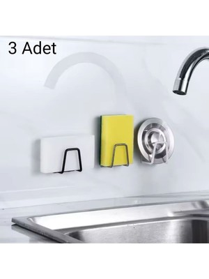Gusion Kendinden Yapışkanlı Çelik Drenaj Askısı 3 Adet Süngerler, Ovma Pedleri, Tel Topları Mutfak Gereçleri