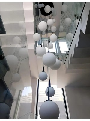 Kafkas 1mt Tepsi 30 Camlı Modern Galeri Boşluğu Avize