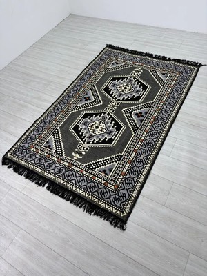Bakırözü Home Pamuk Polyester Karışımlı Otantik Şark Köşesi Kilimi - Yahyalı Gri Modeli Yıkanabilir Kilim