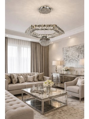 Kafkas 40LIK Altıgen Gümüş Şeker Toplu Kristal Avize